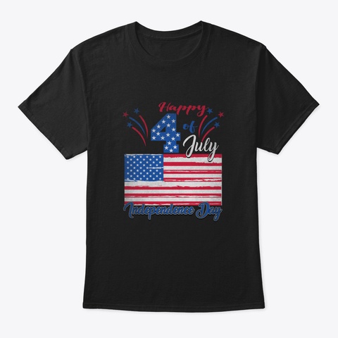 4 Th Of July, Navy, 4 Th July Black T-Shirt Front