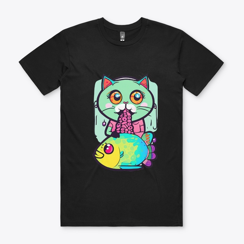 Cat and a fish with Picasso Style