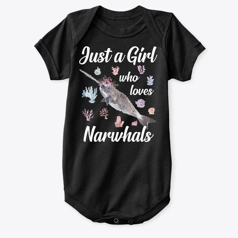 Girl Loves Narwhals Watercolor Style