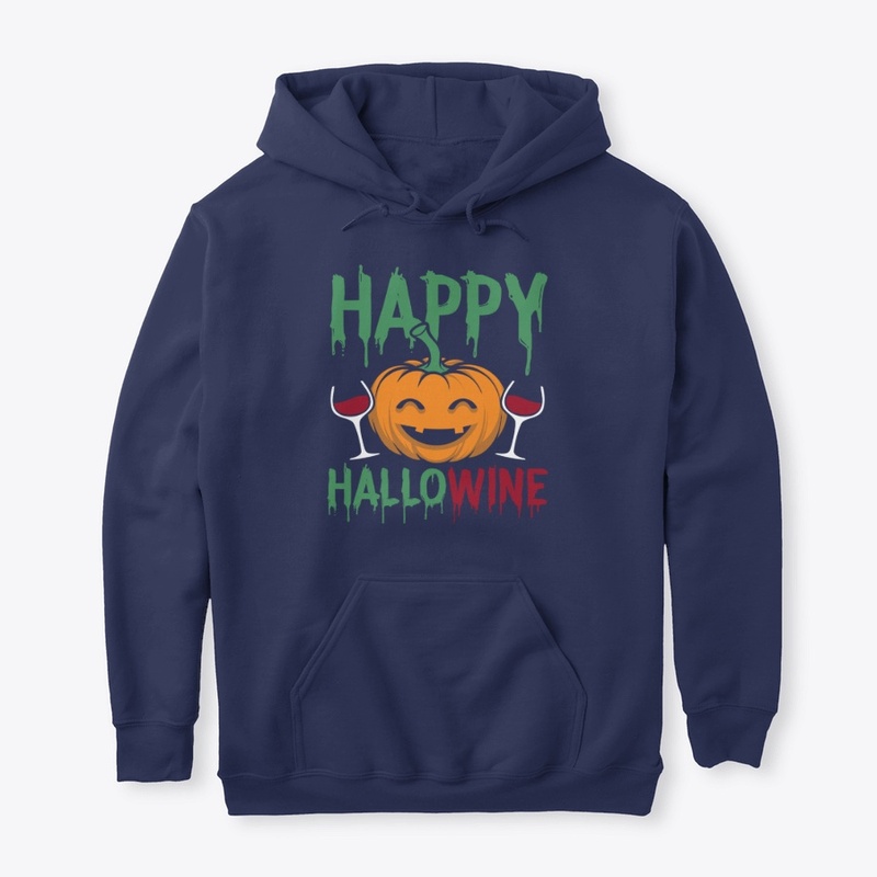 Happy Hallowine Halloween mask and shirt