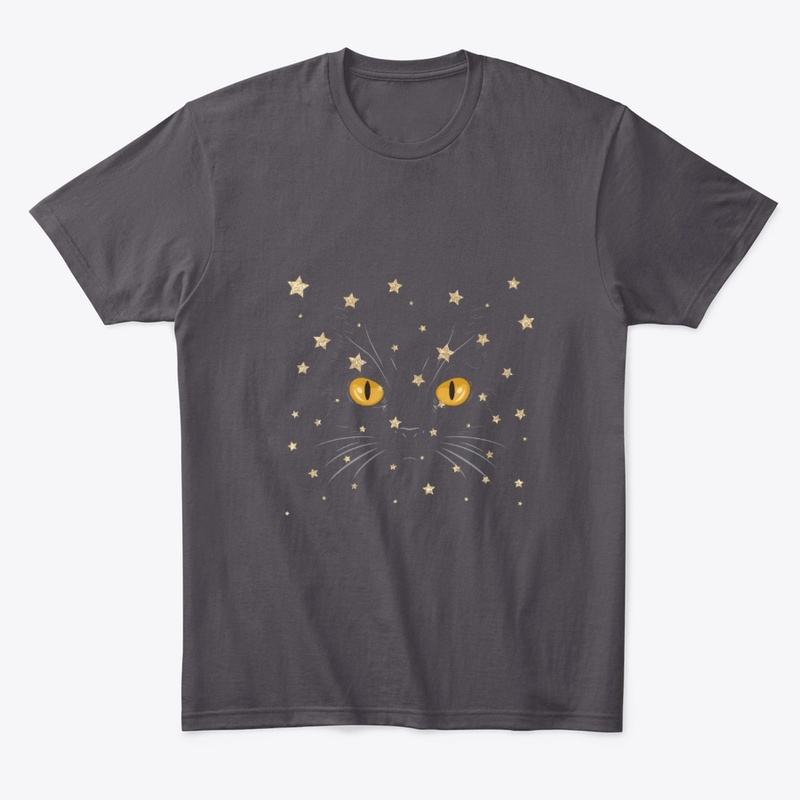 cute cat face & stars or meow