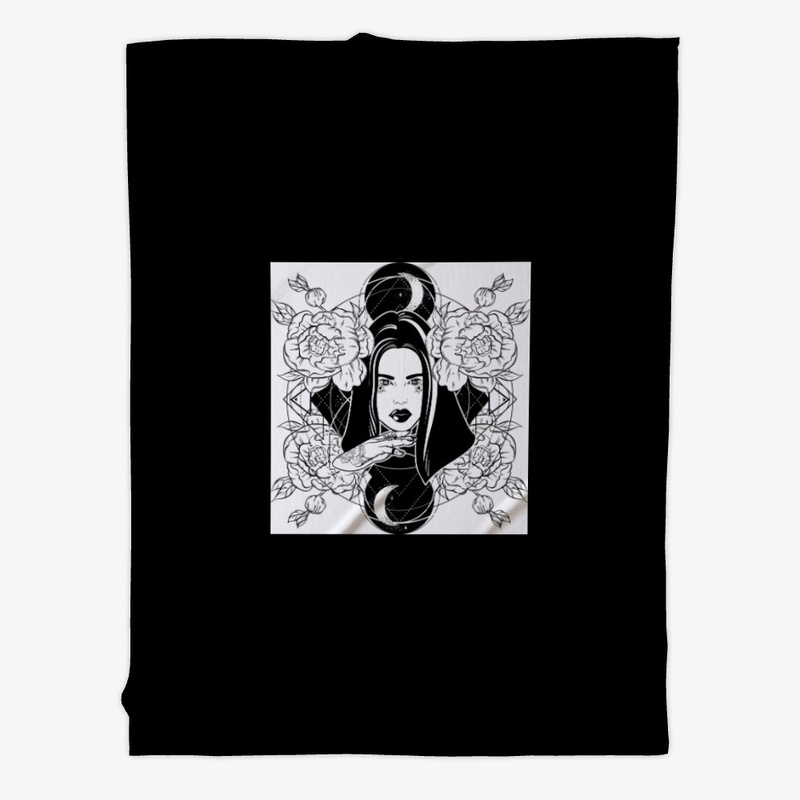 Beautiful gothic witch, roses and moons