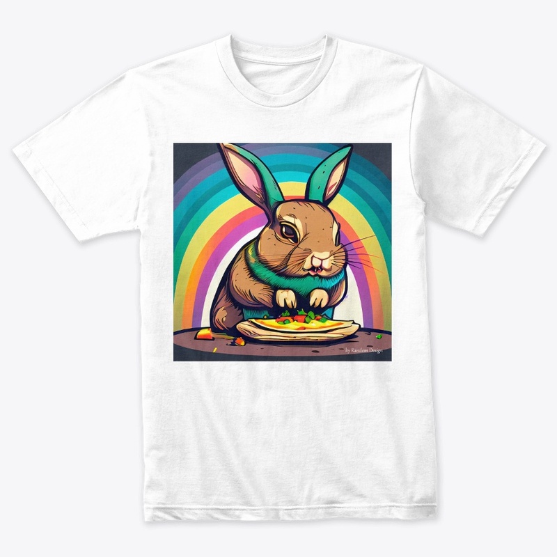 Bunny eating a taco under a rainbow