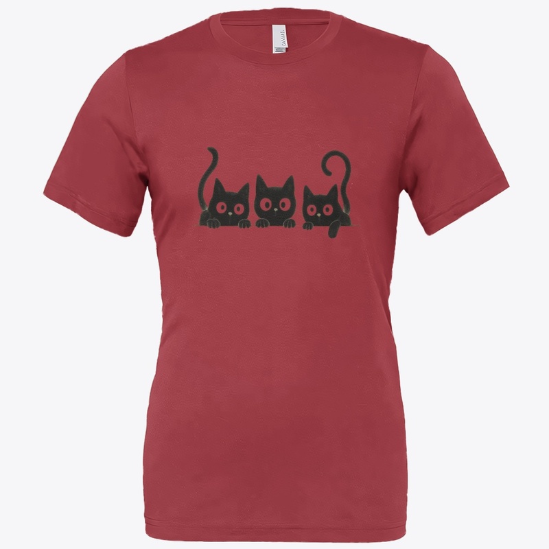 Curious Black Cats – Peeking Trio Tee