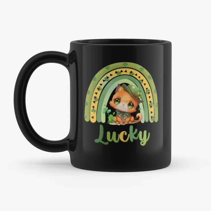 St patrick green rainbow Feline lucky