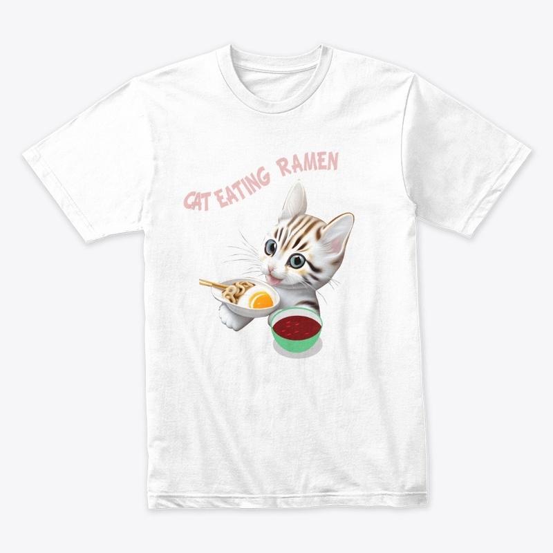 Cute baby cat eating ramen