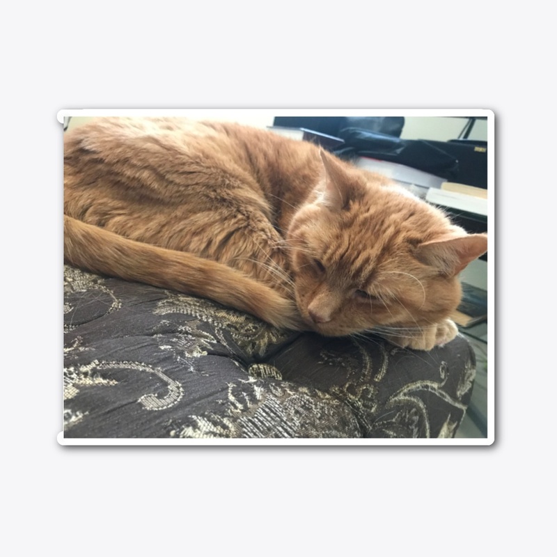 orange tabby cat sleepy sticker