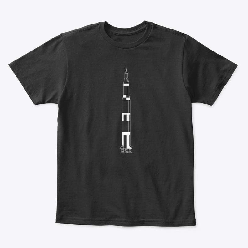 Saturn V Blueprint, White on Black