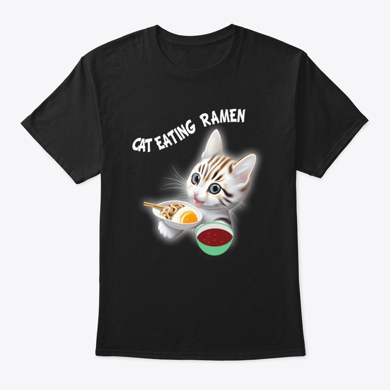 Cute baby cat eating ramen 