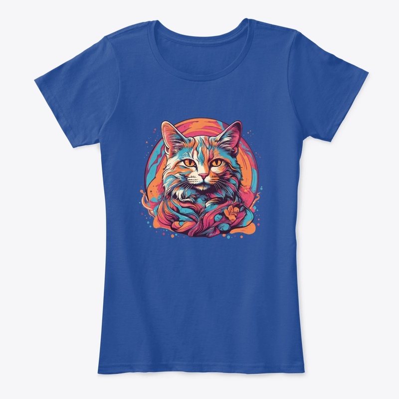 A psychedelic graphic design with a cat 
