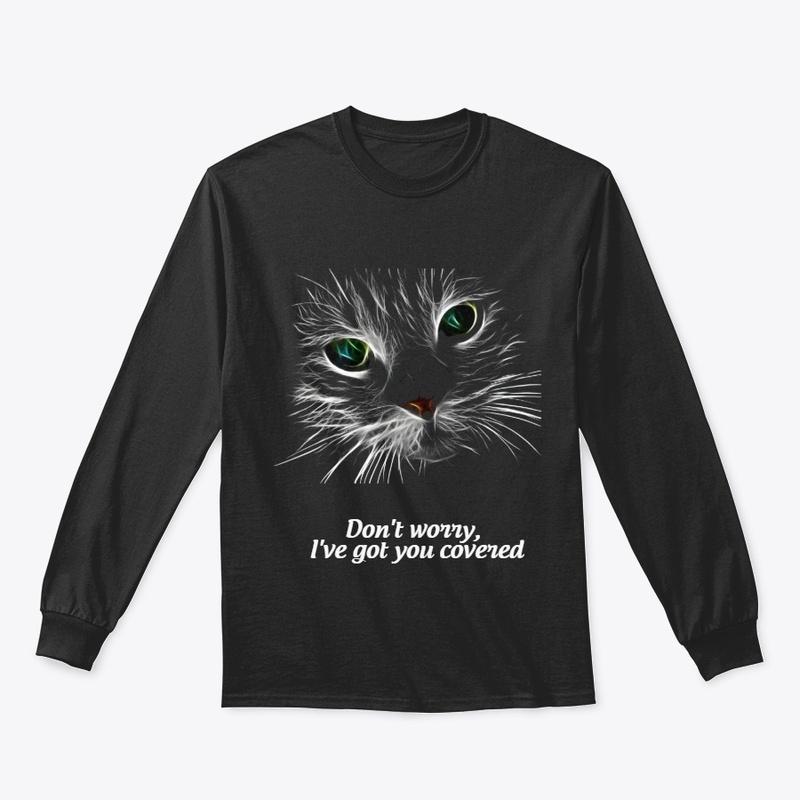 Cat face Printed Black T-shirt 