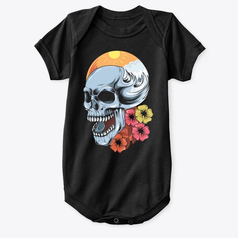 Skull with roses n sun