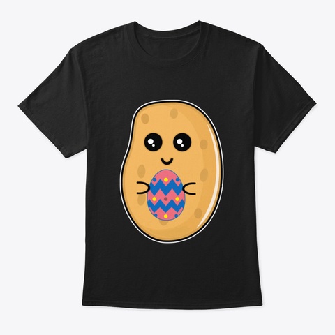 Potato With Easter Egg Black T-Shirt Front