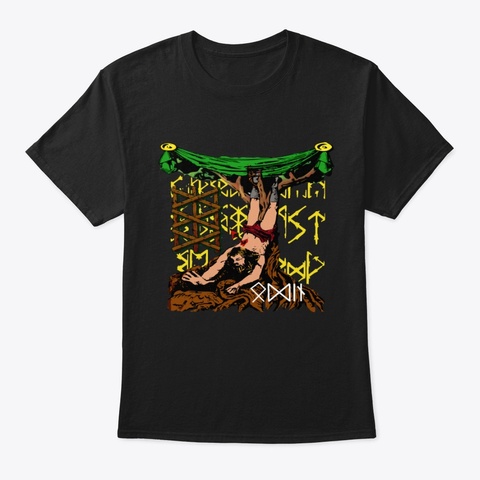 Yggdrasil, Elder Futhark Odin Find Runes Black áo T-Shirt Front