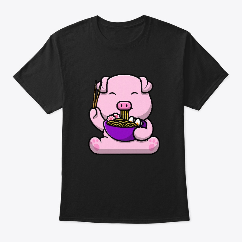 Cute Pig Eating Ramen Noodles