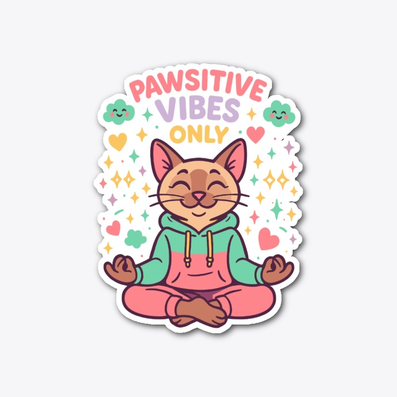 Pawsitive Vibes Only Meditating Cat Tee
