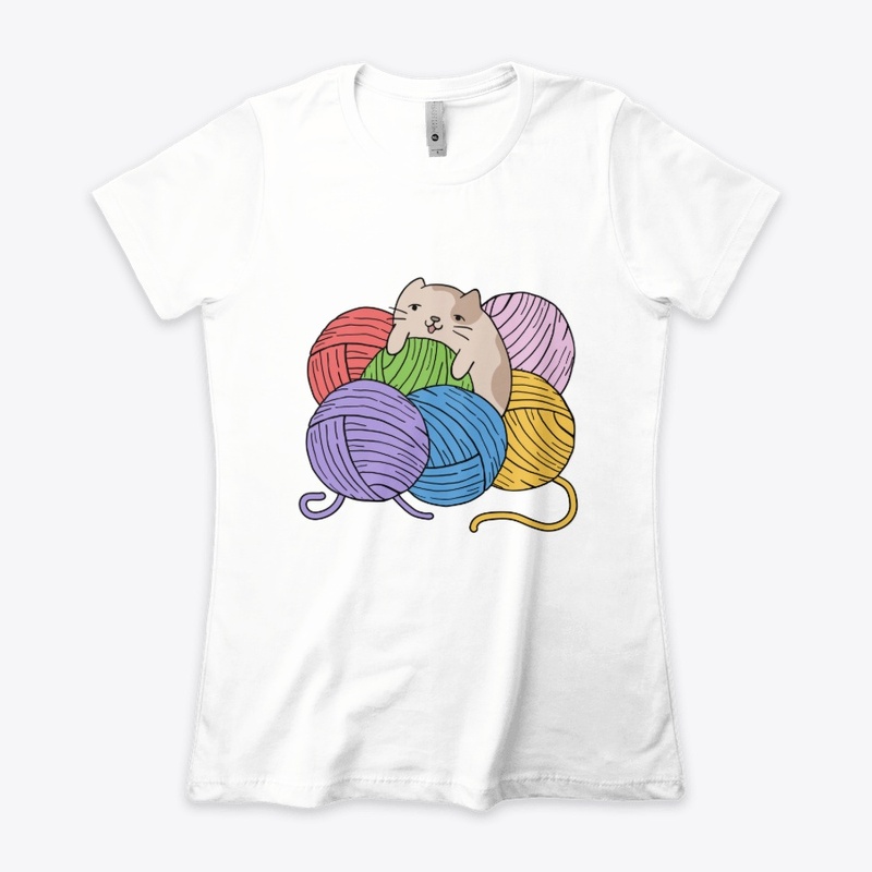 cute cat with colorful  yarn bomb