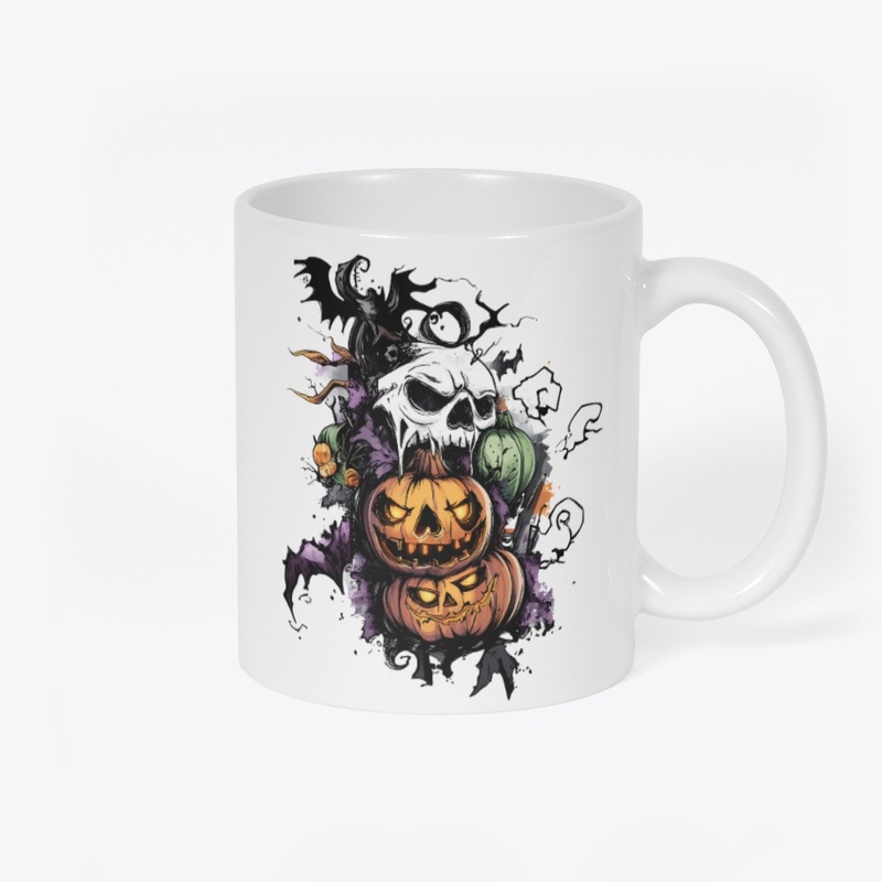  Halloween  with Pumpkins and Skull.