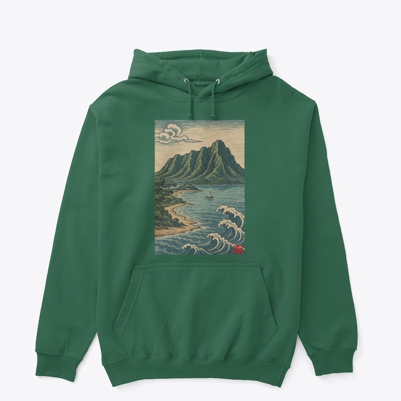 Hawaiian Mountain&Beach - Hokusai Style