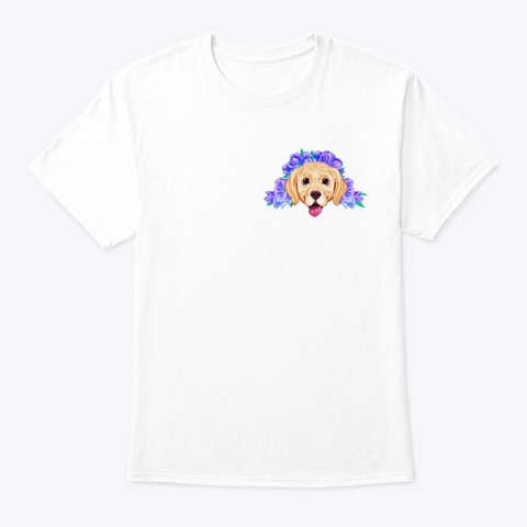 Labrador With Flowers White T-Shirt Front