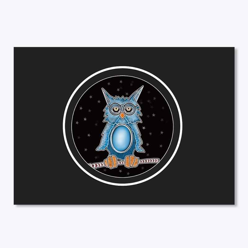 A blue owl with glasses...
