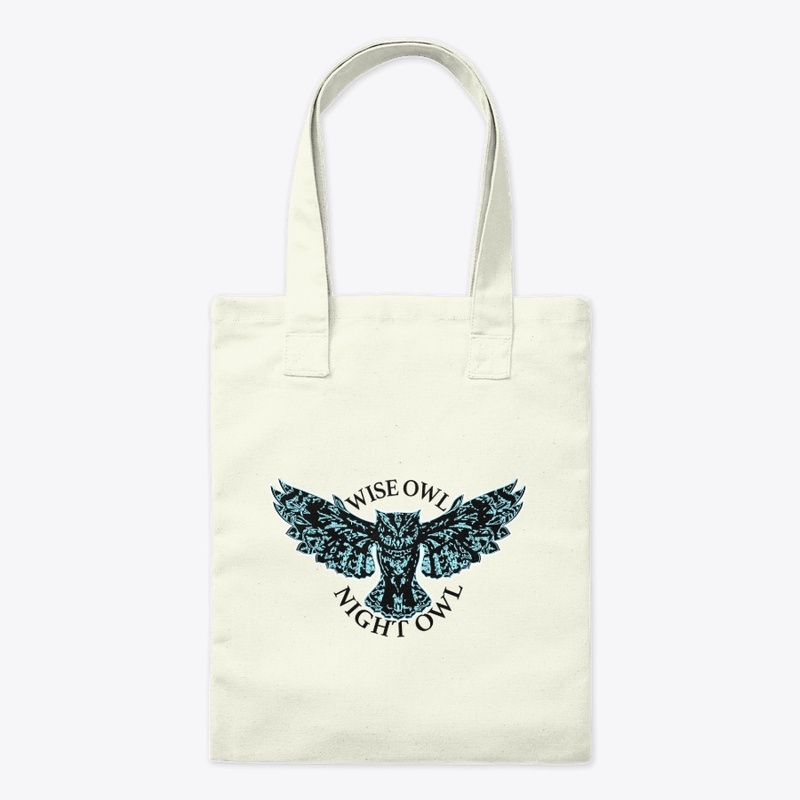 Trendy Wise Owl Bird Blue Open Wings