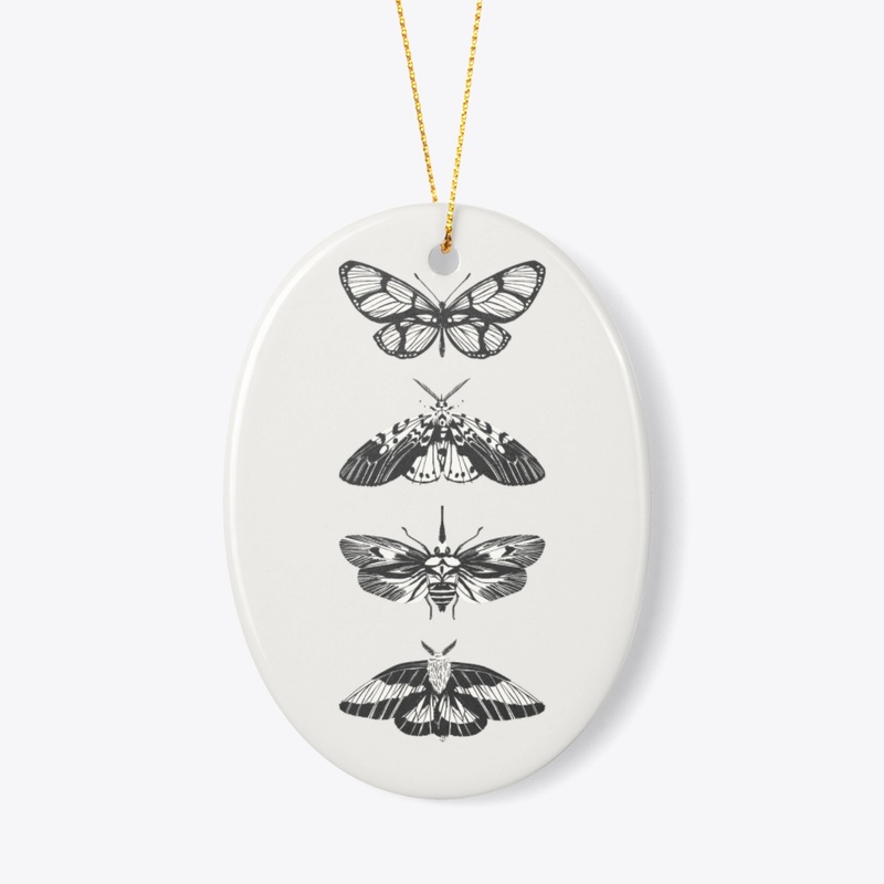 Silent Wings – Black Ink Moth Design