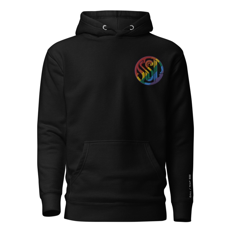 Abstract SOSL logo embroidered rainbow
