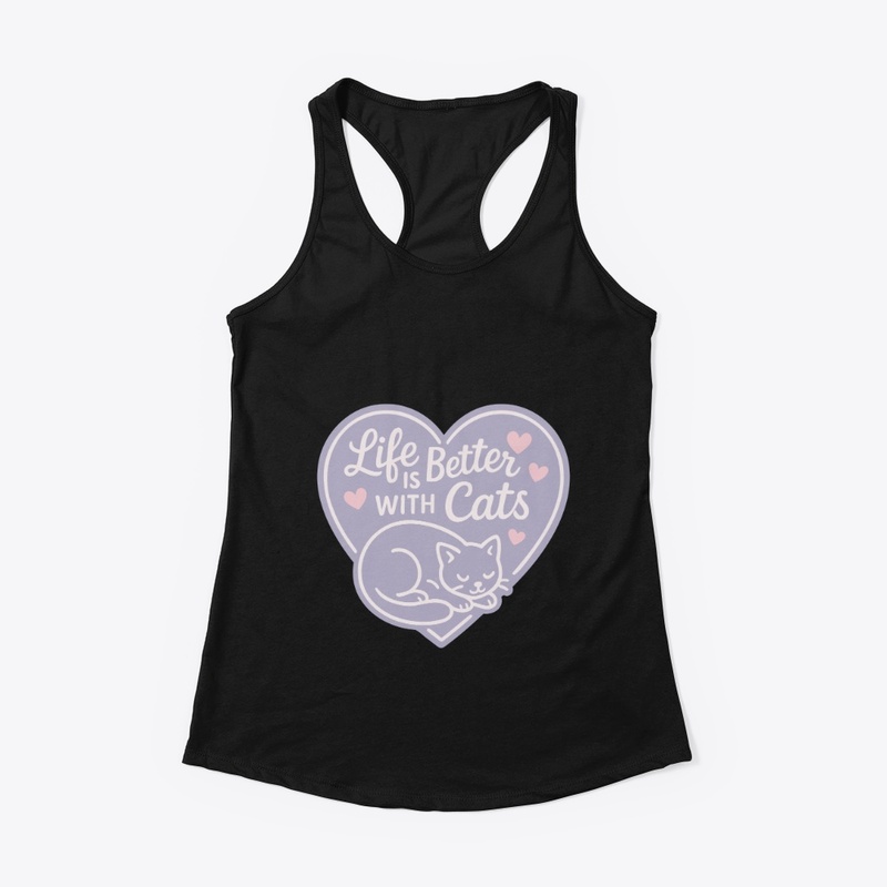 Life Is Better With Cats Purple Heart 