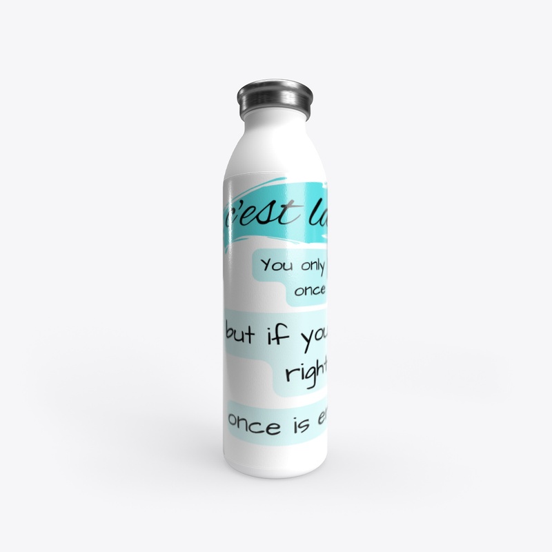 c'est la vie t_shirt with aqua colore