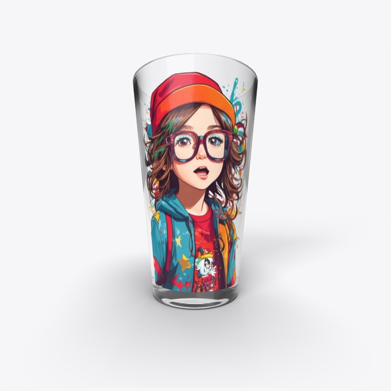 A colorful little girl wearing glasses