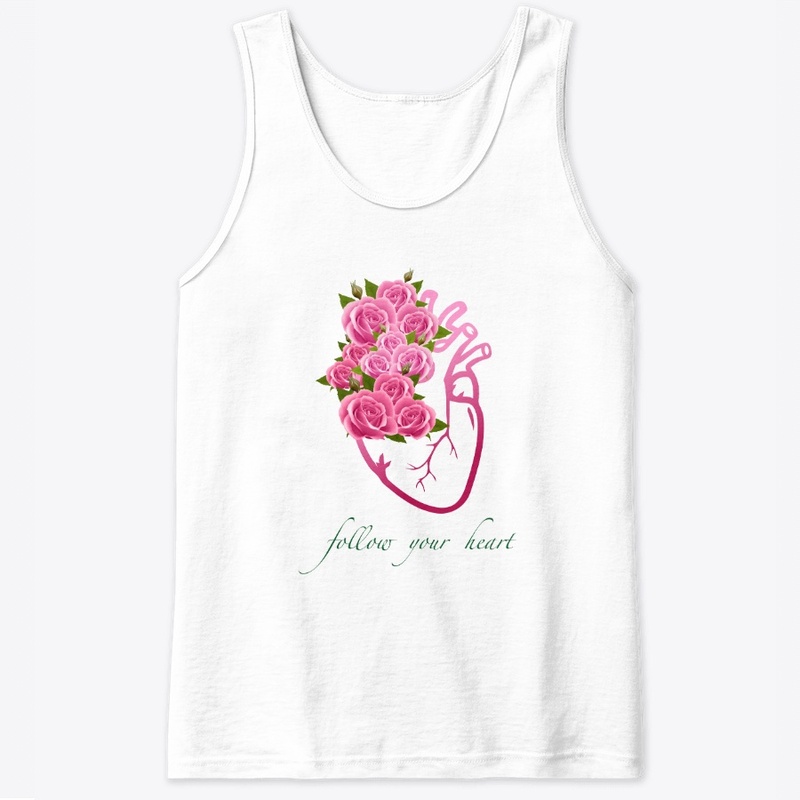 Follow Your Heart Art with Pink Roses