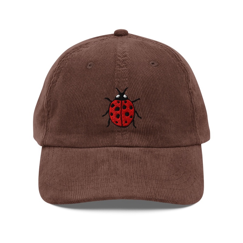 Lady Bug Embroidered Corduroy Hat