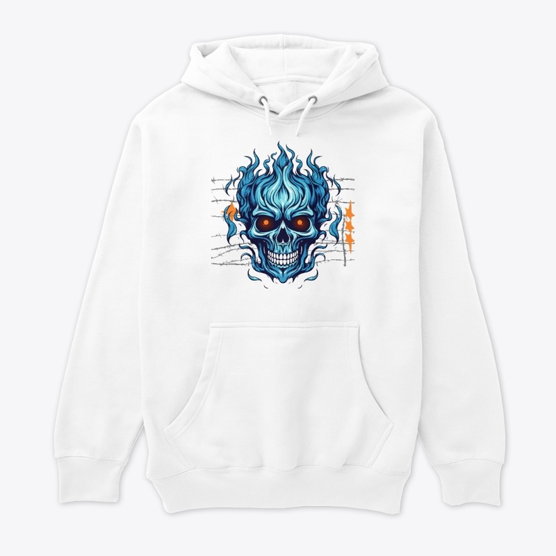 Blue Flame Skull Graphic T-Shirt