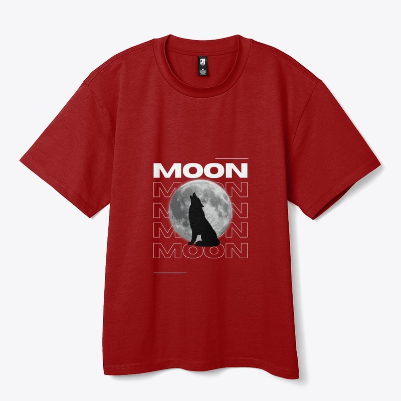 Night wolf design With moon