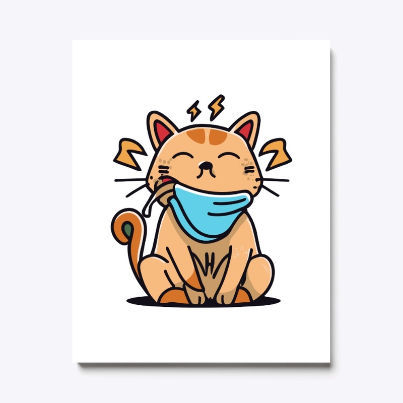 T-shirt design with "Cat coughing"