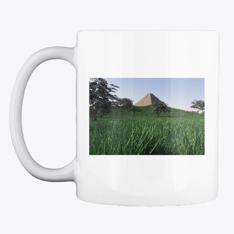 landscape of pyramid trees and grass