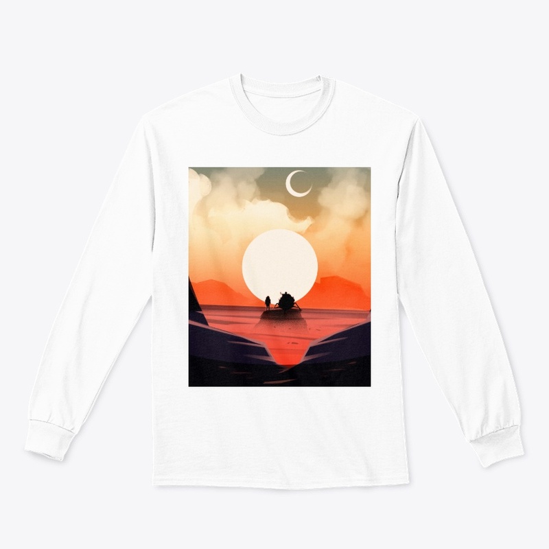 ocean view sunset and moon