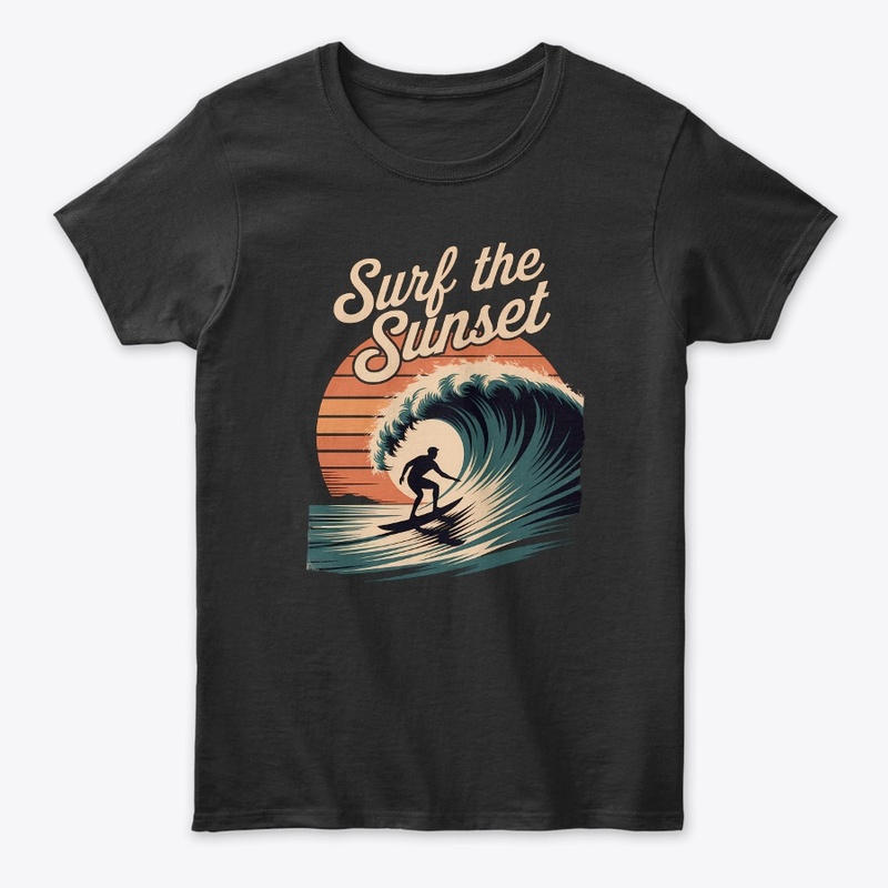  Surf the Sunset graphic tee, surfing
