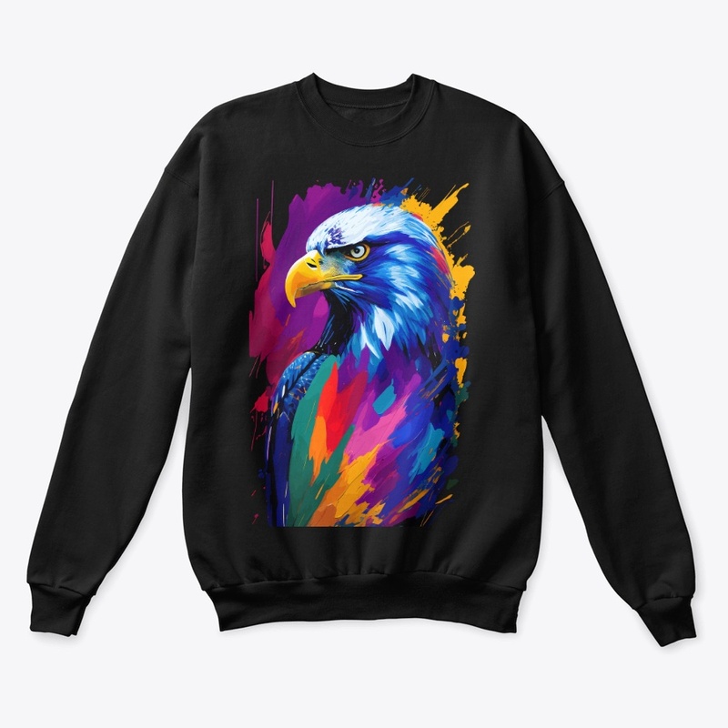 Vibrant Eagle in colorful splatter, left