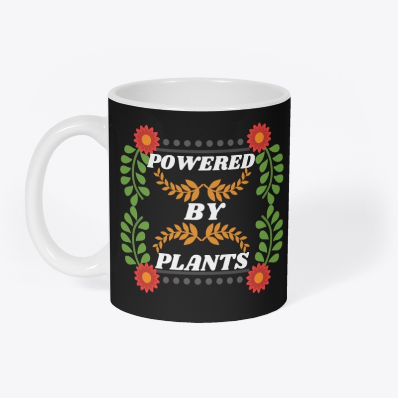 POWERED BY PLANTS BLACK MUG 