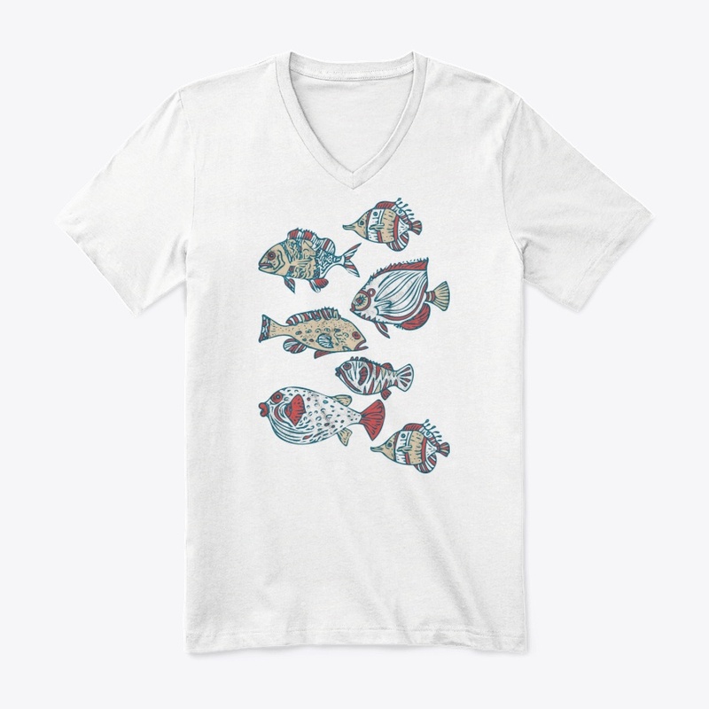 Linocut Tropical Fishes