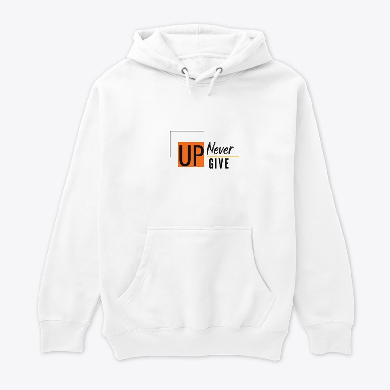 "never give up" White t-shirt 