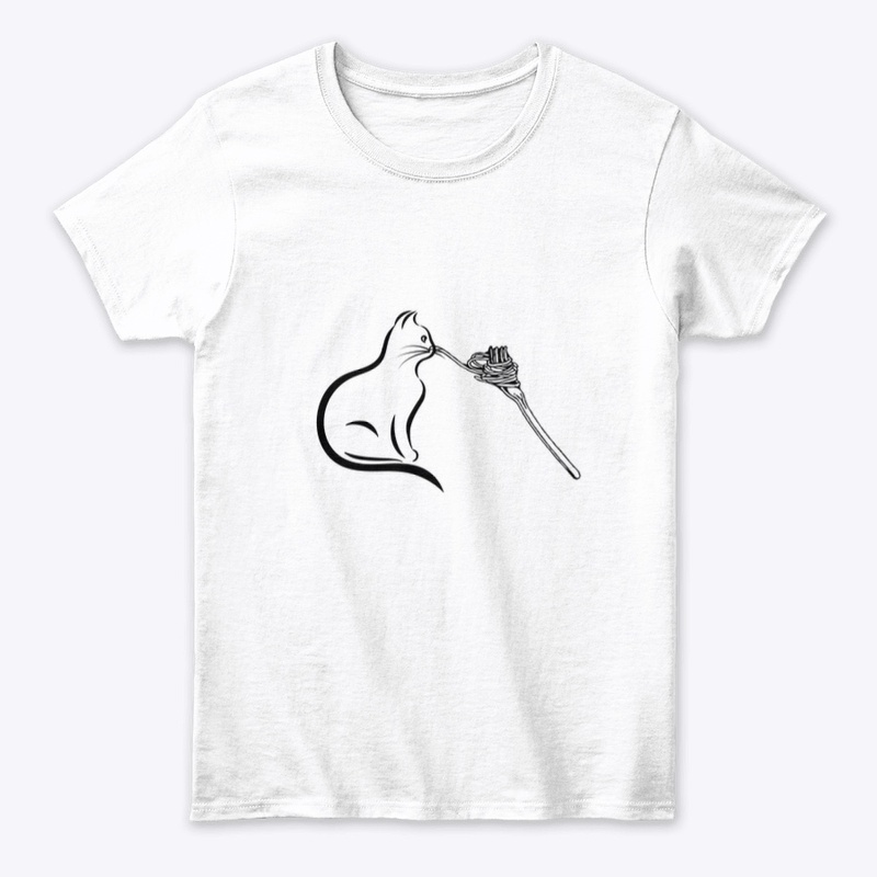 Cat eating spaghetti 