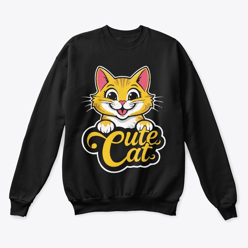 Illustration Cute Cat Typography Tee