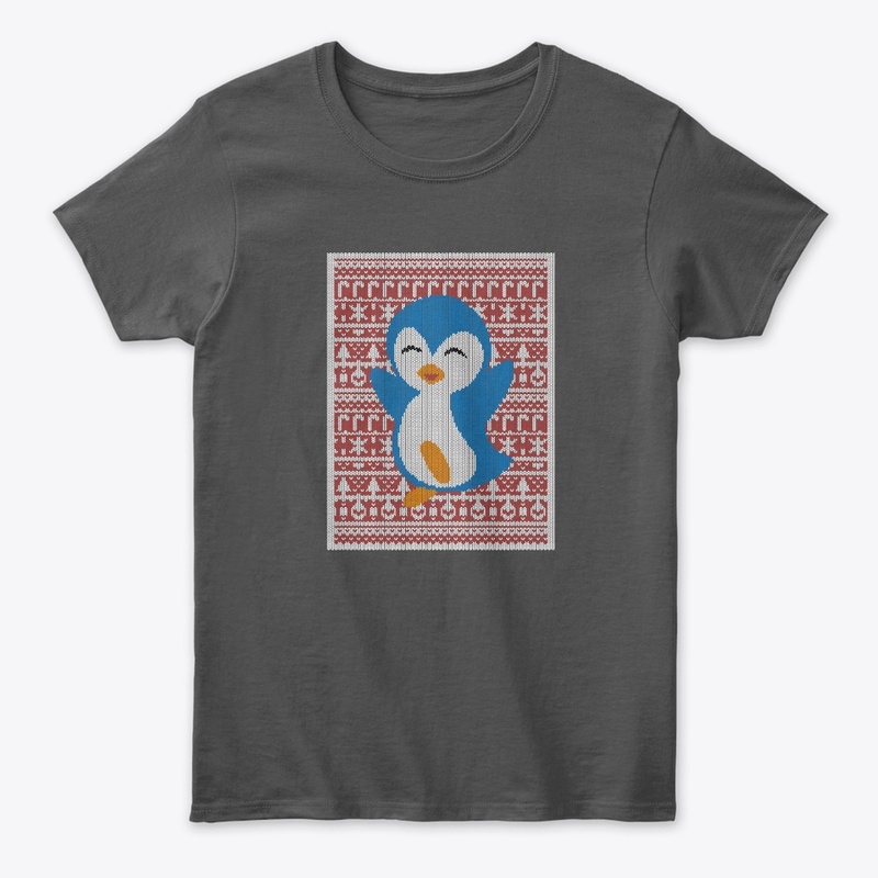 Womens Shirt Cheering Penguin-Ugly Xmas