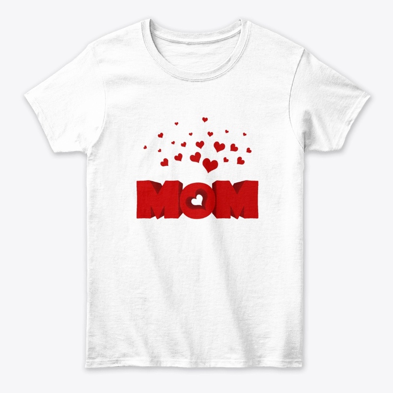 Red hearts with mom design tee