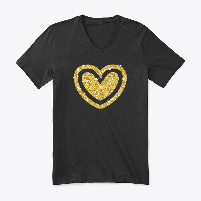 Gold Glitter Heart in Heart 