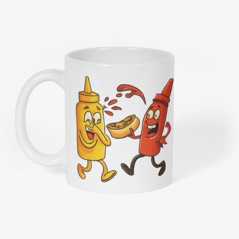 Funny Ketchup and Mustard Cartoon 