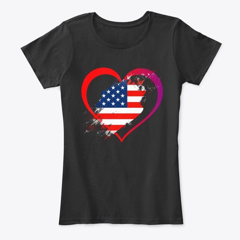 american flag in heart beautiful design 